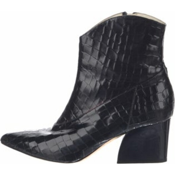 Tibi Black Croc Embossed Booties - Picture 3 of 10